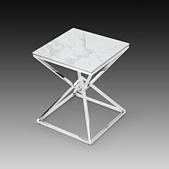 Pyramid End Table, Ceramic White Gloss | Creative Furniture