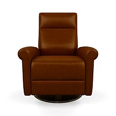 American Leather Ada Recliner, Mont Blanc Leather Upholstered-AL-G-Mont Blanc Caramel Leather-Brushed Metal