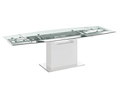 Casabianca Olivia Dining Table in Clear Glass with High Gloss White Lacquer Base